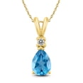 thumbnail image 1 of SZUL Women's 14K Yellow Gold 7x5MM Pear Blue Topaz and Diamond Pendant, 1 of 5