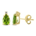 thumbnail image 1 of SZUL Women's 14K Yellow Gold 7x5MM Pear Peridot and Diamond Earrings, 1 of 2
