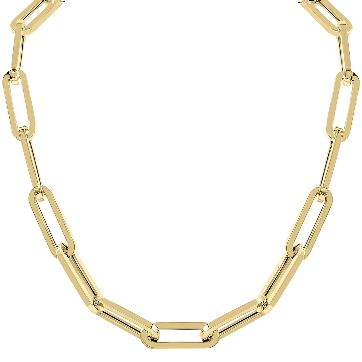 SZUL Women's 14K Yellow Gold Chunky Paperclip Necklace With a