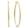 thumbnail image 1 of SZUL Women's 14K Yellow Gold Two Toned Hoop Earrings with Diamond Cut Rhodium Accents (42mm), 1 of 5