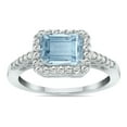 thumbnail image 1 of SZUL Women's 2 1/2 Carat TW Emerald Cut Aquamarine Diamond Ring in 10K White Gold, 1 of 6