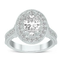 SZUL Women's 2 3/4 Carat TW Oval Lab Grown Diamond Engagement Ring in 14K White Gold