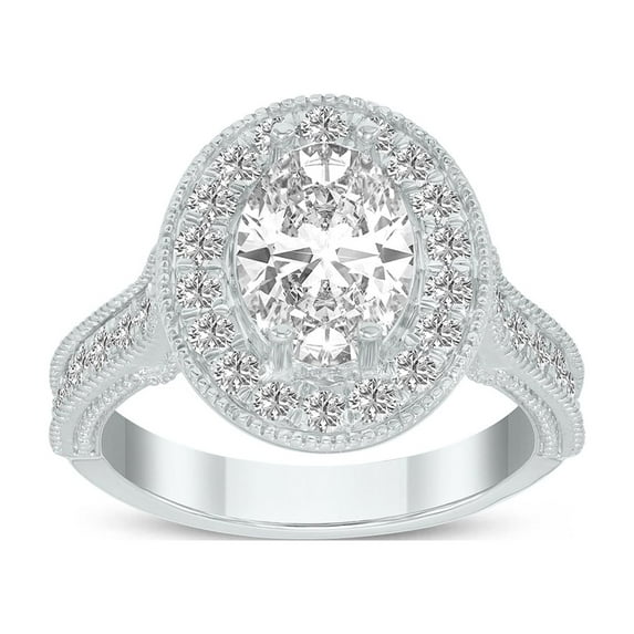 SZUL Women's 2 3/4 Carat TW Oval Lab Grown Diamond Engagement Ring in 14K White Gold