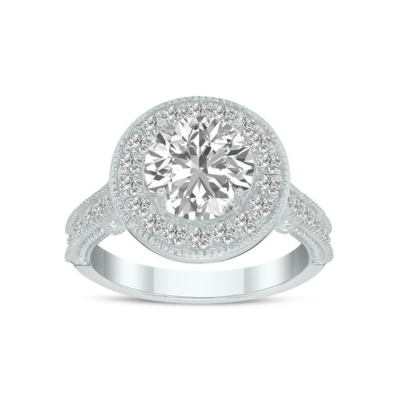 SZUL Women's 2 3/4 Carat TW Round Lab Grown Diamond Engagement Ring in 14K White Gold