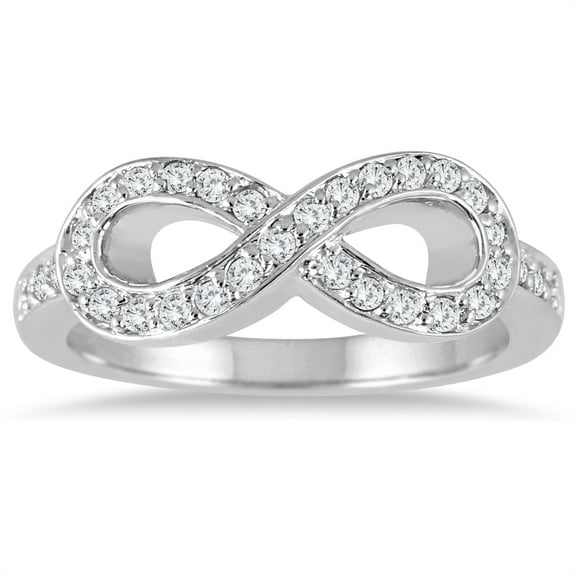 SZUL Women's 2/5 Carat TW Diamond Infinity Ring in 10K White Gold (I-J Color, I2-I3 Clarity)
