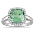 thumbnail image 1 of SZUL Women's 2.90 Carat Cushion Cut Green Amethyst and Diamond Halo Ring in 10K White Gold, 1 of 3