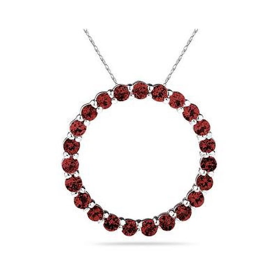 SZUL Women's 2.95ctw Garnet Circle Pendant in Sterling Silver