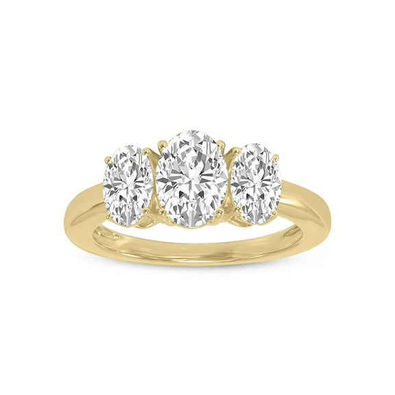 SZUL Women's 2 CTW Three Stone Oval Shape Lab Grown Diamond Ring in 14K Yellow Gold