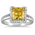 thumbnail image 1 of SZUL Women's 2 Carat Cushion Cut Citrine and Diamond Ring in 14K White Gold, 1 of 3