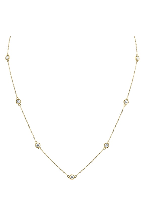 Women's 2 Carat TW Bezel Set Diamond Station Necklace in 14K Yellow Gold