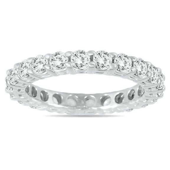 SZUL Women's 2 Carat TW Diamond Eternity Band in 14K White Gold  (J-K-L Color, I2-I3 Clarity)