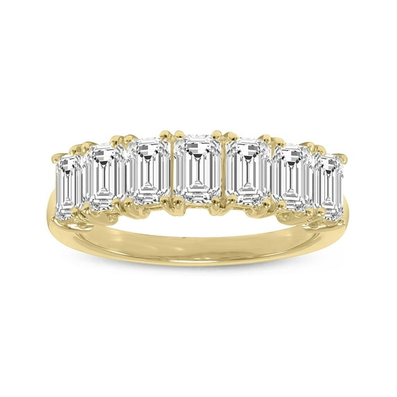 SZUL Women's 2 Carat TW Emerald Cut Seven Stone Lab Grown Diamond Wedding Anniversary Ring 14K Yellow Gold