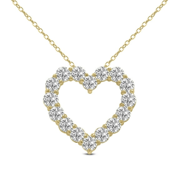 SZUL Women's 2 Carat TW Lab Grown Diamond Heart Shape Pendant in 14K Yellow Gold