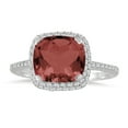 thumbnail image 1 of SZUL Women's 3 1/2 Carat Cushion Cut Garnet and Diamond Halo Ring in 10K White Gold, 1 of 3