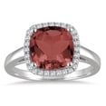 thumbnail image 1 of SZUL Women's 3 1/2 Carat Cushion Cut Garnet and Diamond Halo Ring in 10K White Gold, 1 of 3