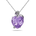 thumbnail image 1 of SZUL Women's 3 1/2 Carat Natural Febrauary Birthstone Amethyst and Diamond Heart Pendant in 14K White Gold, 1 of 3