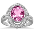 thumbnail image 1 of SZUL Women's 3 1/2 Carat Oval Pink Topaz and Diamond Ring in 10K White Gold, 1 of 3
