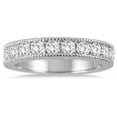 thumbnail image 1 of SZUL Women's 3/4 Carat TW Diamond Engraved Antique Styled Channel Ring in 10K White Gold (J-K-L Color, I2-I3 Clarity), 1 of 3