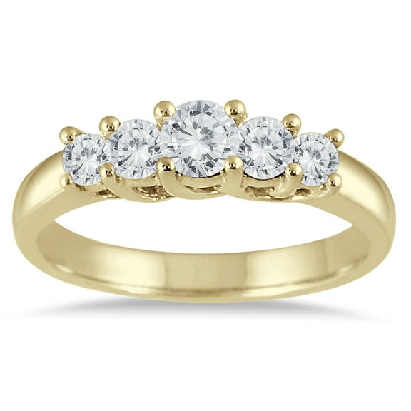 SZUL Women's 3/4 Carat TW Diamond Five Stone Ring in 14K Yellow Gold (J-K-L Color, I2-I3 Clarity)