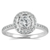 SZUL Women's 3/4 Carat TW Diamond Halo Ring in 14K White Gold (J-K-L Color, I2-I3 Clarity)