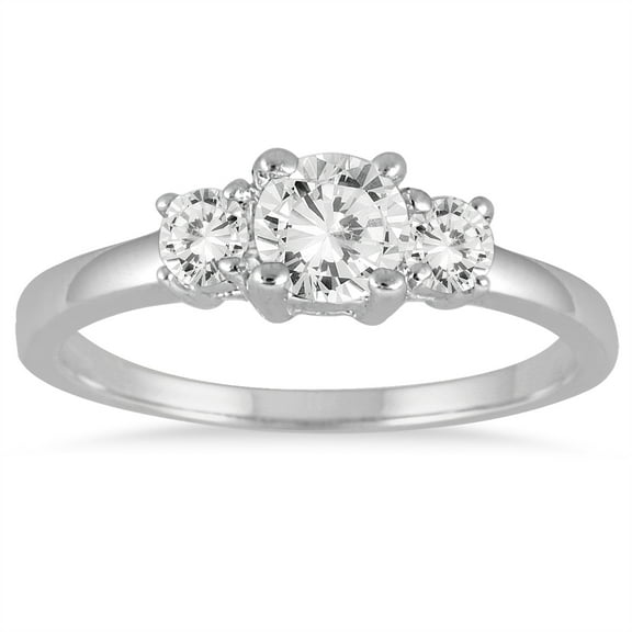 SZUL Women's 3/4 Carat TW Diamond Three Stone Engagement Ring in 14K White Gold (J-K-L Color, I2-I3 Clarity)