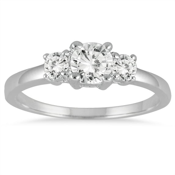 SZUL Women's 3/4 Carat TW Diamond Three Stone Engagement Ring in 14K White Gold (J-K-L Color, I2-I3 Clarity)