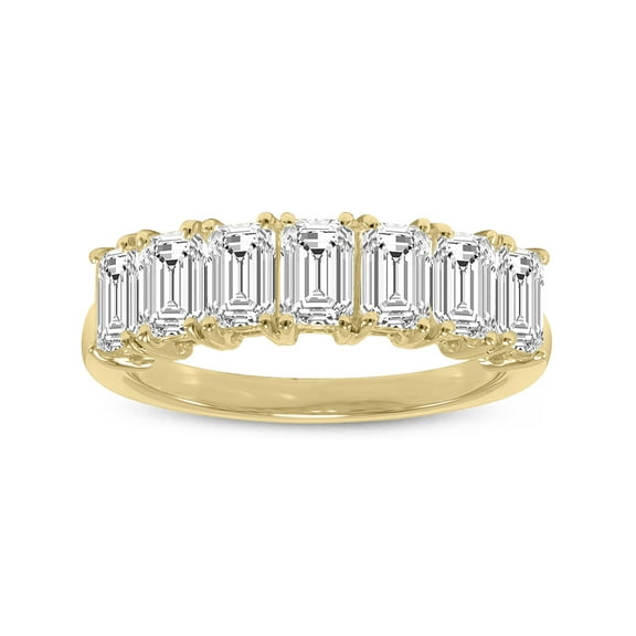 SZUL Women's 3/4 Carat TW Emerald Cut Seven Stone Lab Grown Diamond Wedding Anniversary Ring 14K Yellow Gold