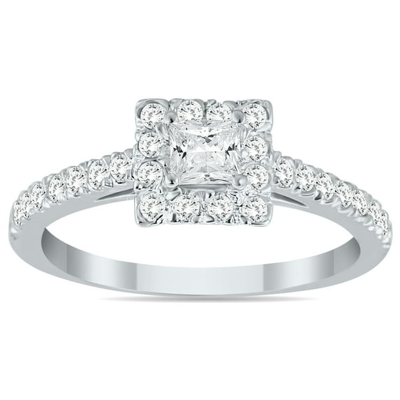 SZUL Women's 3/4 Carat TW Princess Cut Diamond Engagement Ring in 14K White Gold (J-K-L Color, I2-I3 Clarity)