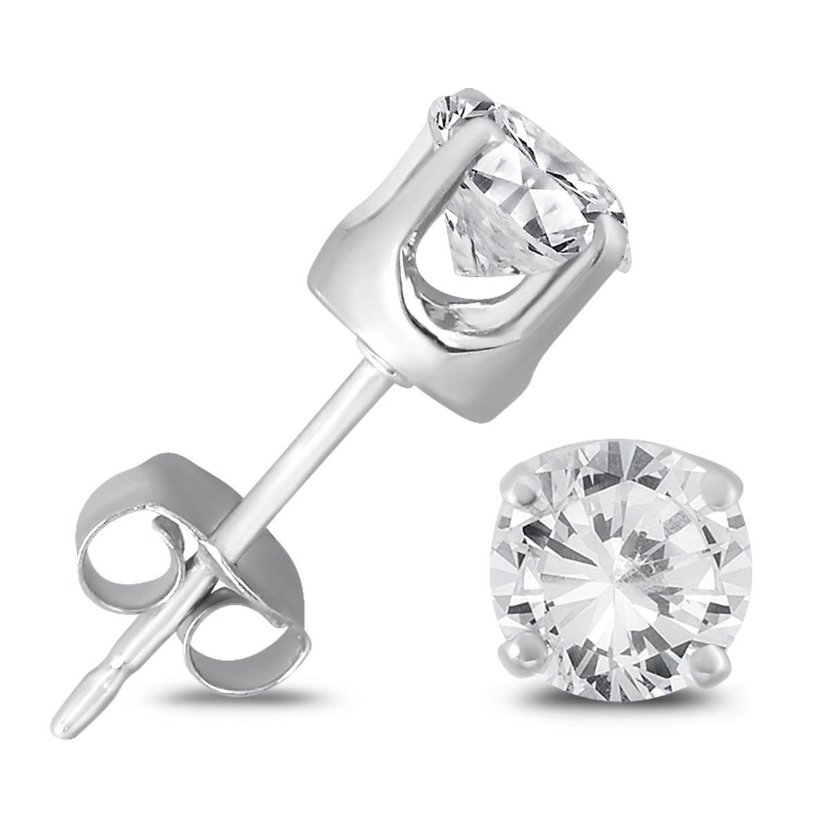 1/4 CT. T.W. Princess-Cut Diamond Solitaire Stud Earrings in Sterling Silver  (J/I3)