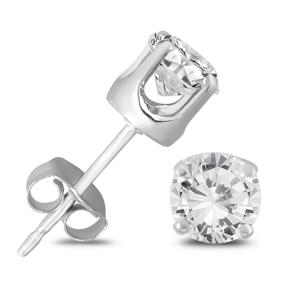 SZUL Women's 3/4 Carat TW Round Solitaire Diamond Stud Earrings in .925