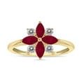 thumbnail image 1 of SZUL Women's 3/4 Carat TW Ruby and Diamond Flower Ring in 10K Yellow Gold, 1 of 6