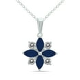 thumbnail image 1 of SZUL Women's 3/4 Carat TW Sapphire and Diamond Flower Pendant in 10K White Gold, 1 of 6