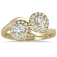 thumbnail image 1 of SZUL Women's 3/4 Carat TW Two Stone Halo Diamond Ring in 10K Yellow Gold (J-K-L Color, I2-I3 Clarity), 1 of 4