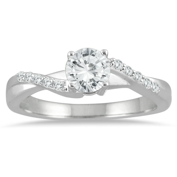 SZUL Women's 3/5 Carat TW Diamond Engagement Ring in 10K White Gold (J-K-L Color, I2-I3 Clarity)