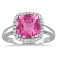 thumbnail image 1 of SZUL Women's 3.50 Carat Cushion Cut Pink Topaz and Diamond Halo Ring in 10K White Gold, 1 of 3