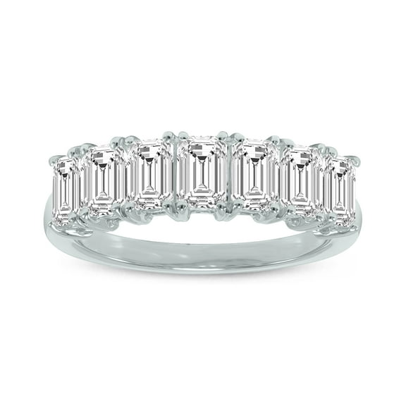 SZUL Women's 3.50 Carat TW Emerald Cut Seven Stone Lab Grown Diamond Wedding Anniversary Ring 14K White Gold