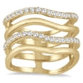 thumbnail image 1 of SZUL Women's 3/8 Carat TW 4 Row Diamond Wave Ring in 10K Yellow Gold (I-J Color, I2-I3 Clarity), 1 of 3