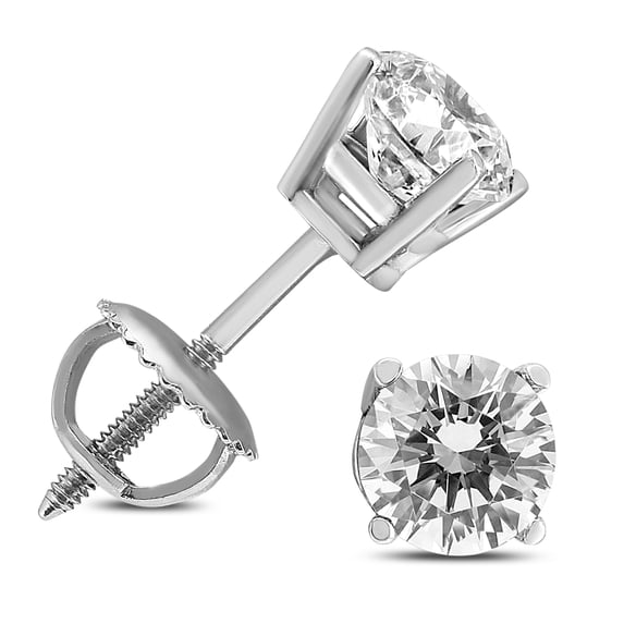 SZUL Women's 3/8 Carat TW Diamond Screw Back Studs in 14K White Gold (J-K-L Color, I2-I3 Clarity)