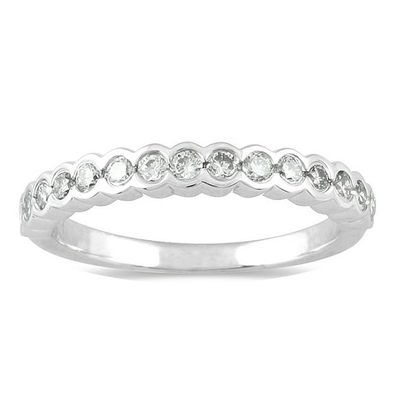 SZUL Women's 3/8 Carat TW Diamond Wedding Band in 14K White Gold (J-K-L Color, I2-I3 Clarity)