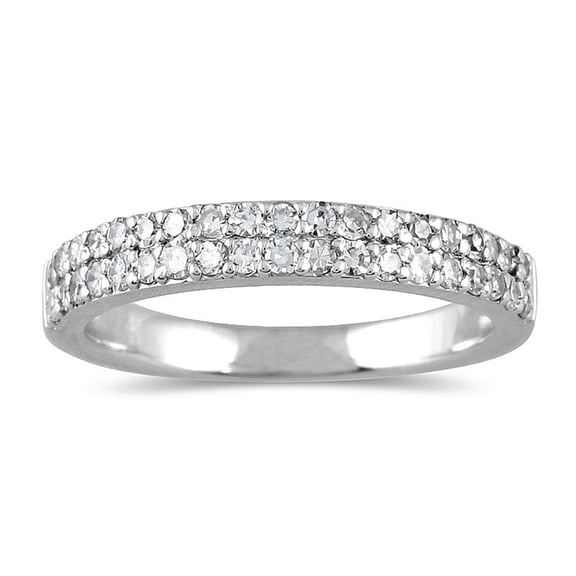 SZUL Women's 3/8 Carat TW Double Row Diamond Wedding Band in 10K White Gold (J-K-L Color, I2-I3 Clarity)