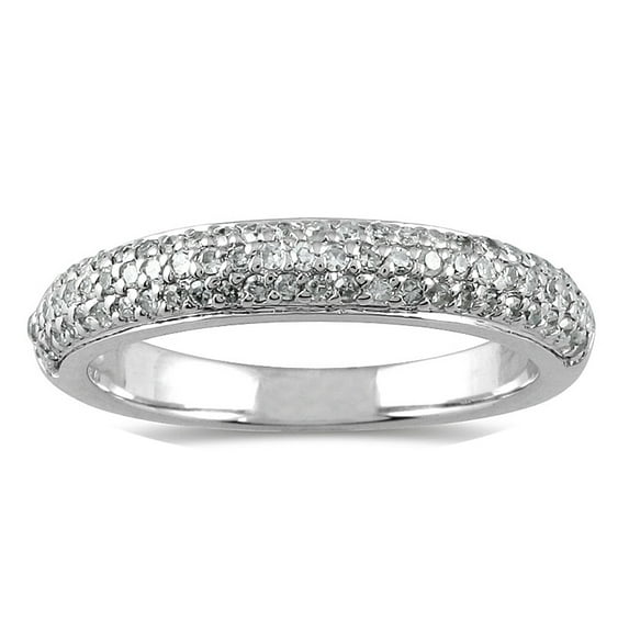 SZUL Women's 3/8 Carat TW Pave Diamond Wedding Band in 10K White Gold (J-K-L Color, I2-I3 Clarity)