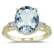 SZUL JEWELRY SZUL Women's 3.97 Carat Aquamarine and Diamond Ring in 14K Yellow Gold
