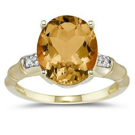 SZUL Women's 3.97 Carat Citrine and Diamond Ring in 14K Yellow Gold