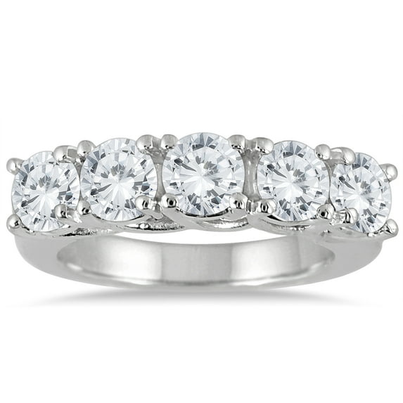 SZUL Women's 3 Carat TW Five Stone Diamond Wedding Band in 14K White Gold (J-K-L Color, I2-I3 Clarity)