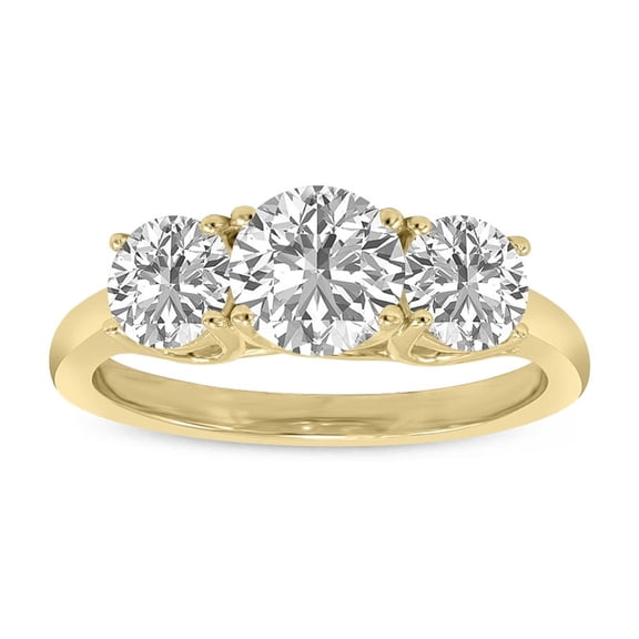 SZUL Women's 3 Carat TW Three Stone Lab Grown Diamond Ring in 14K Yellow Gold