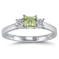 thumbnail image 1 of SZUL Women's 3 Stone Perdiot Ring 14K White Gold, 1 of 3