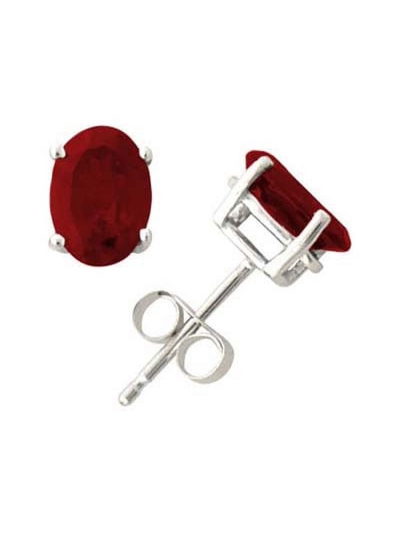 Women's 4.00 Carat All-Natural Genuine 8x6 mm, Oval Ruby earrings set in 14k White Gold