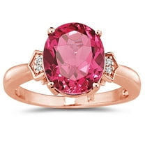 SZUL Women's 4 1/2 Carat Pink Topaz & Diamond Ring in 14K Rose Gold