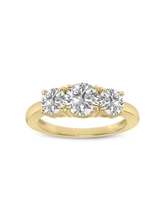 Women's 4 CTW Three Stone Round Cut Lab Grown Diamond Ring in 14K Yellow Gold