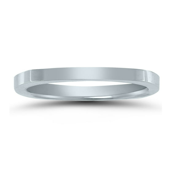 SZUL Women's 4 Sided Thin 1.5MM Wedding Band in 14K White Gold